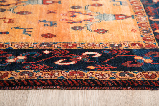 Klassischer Handgefertigter Gabbeh Fein Wohnzimmer Teppich 109x153 cm Decostar Orange