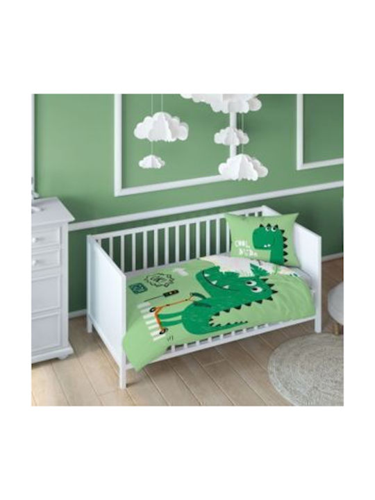 Detexpol Set Cearceaf Pentru Bebeluş Cu Faţă De Pernă Verde 90x120cm