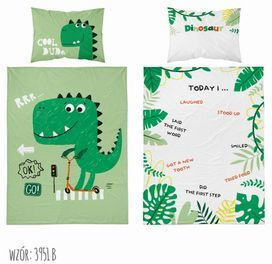 Detexpol Set Baby Duvet Cover with Green Pillowcase 90x120cm