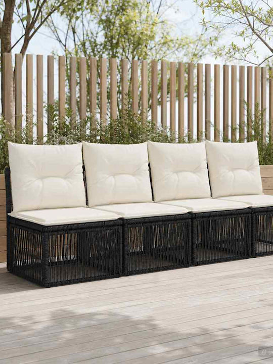 Τετραθέσιος Καναπές Εξωτερικού Χώρου Rattan με Μαξιλάρια 220x62x70cm