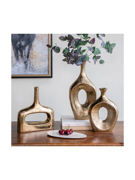 Artekko Vază Decorativă Ceramică Aurie 23x8xÎnălțime33.5cm