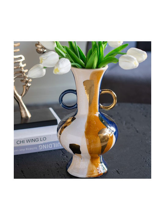 Artekko Ekko Decorative Ceramic Vase Multicolored 15x15x27 Cm