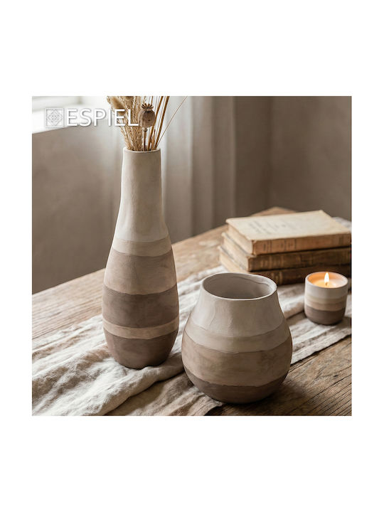 Espiel Decorative Vase Stripe Beige 21x21x58.5cm