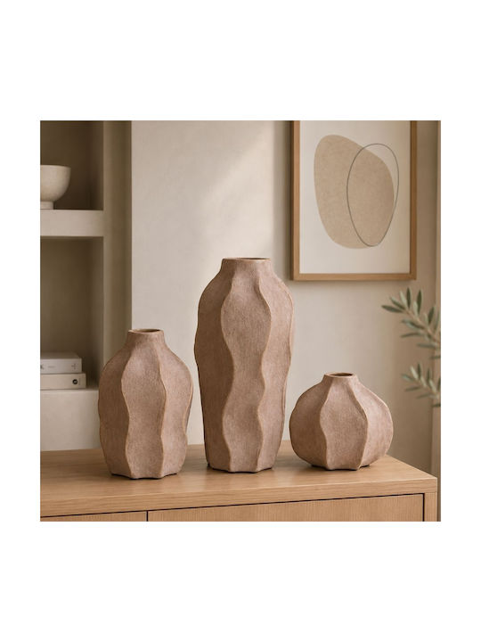 Iliadis Σετ Διακοσμητικα Βάζα Κεραμικά Μπεζ 10xΥ23cm