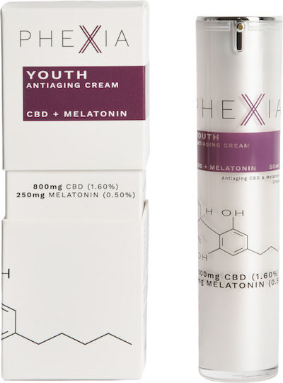 Phexia Youth Anti-aging Cremă de Față pentru Hidratare, Anti-îmbătrânire și Tonifiere cu CBD, Melatonin 50ml