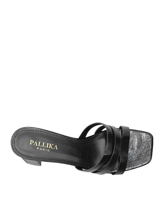 Mules From Patent Leather With Low Heel In Black Colour