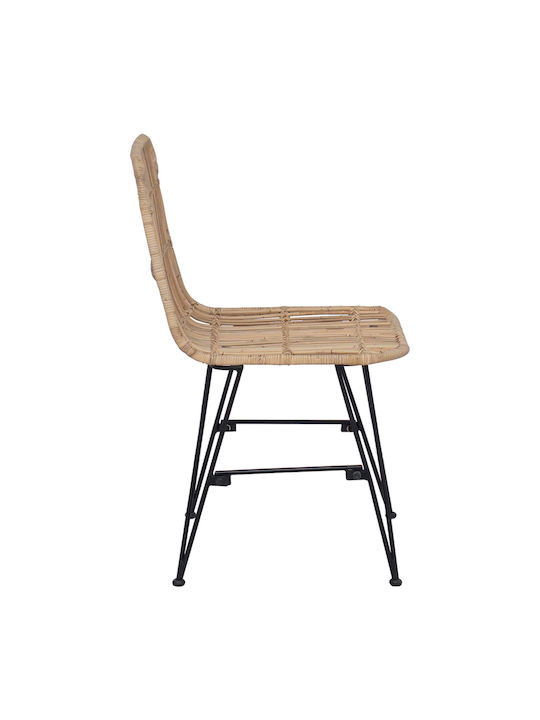 Metallic Dining Chairs Natural 2 Pieces 41x55x85 cm