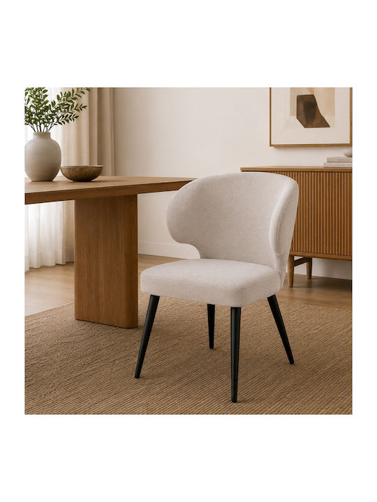 Savino Dining Chair With White Fabric Upholstery 55x55x