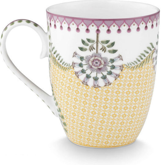 PiP Studio Lily Lotus Tiles Ceramic Yellow Mug 365ml
