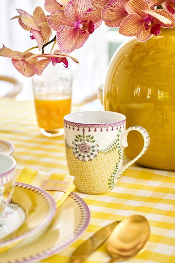 PiP Studio Lily Lotus Tiles Ceramic Yellow Mug 365ml