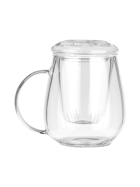 Orion Becher Glas mit Deckel Transparent 530ml