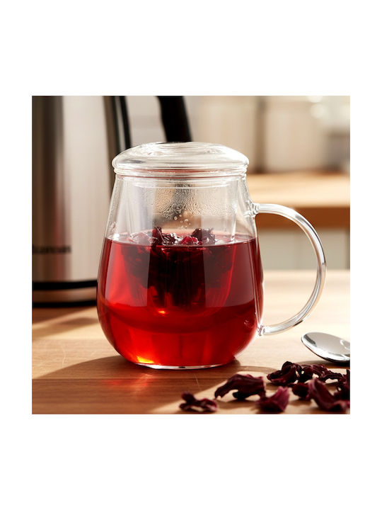 Orion Becher Glas mit Deckel Transparent 530ml