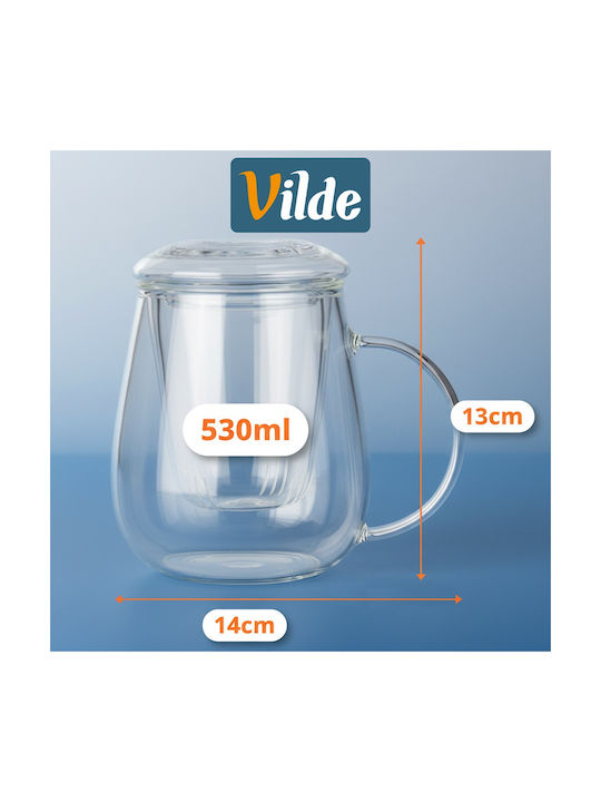 Orion Becher Glas mit Deckel Transparent 530ml
