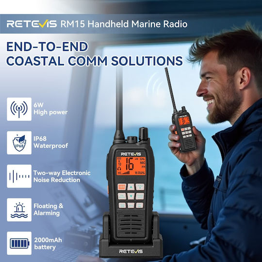 Retevis RM15 Stație Radio Emisie-Recepție Fără Fir VHF Marine 5W în Culoare Roșie