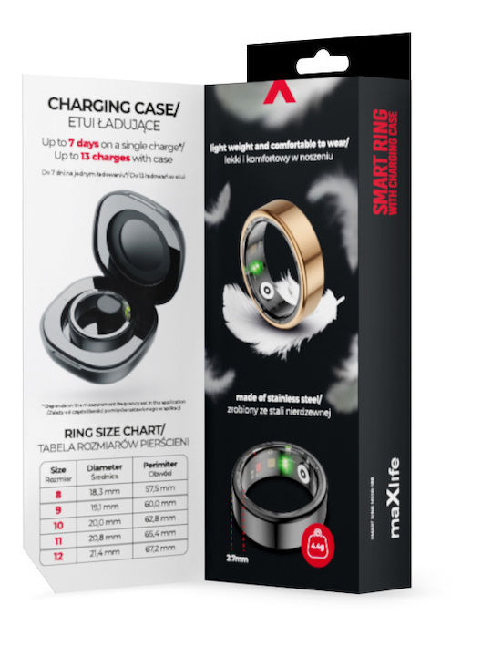 Maxlife MXSR-100 Size 10 Умен Пръстен 20мм с Пулсомер Златист