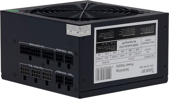 Spacer SP-MP-500 500W Μαύρο Τροφοδοτικό Υπολογιστή Full Modular 80 Plus Standard
