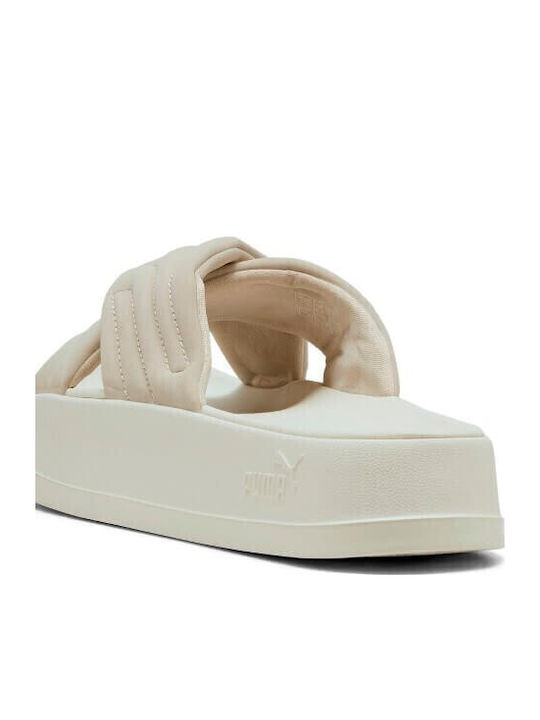 Δερμάτινα Γυναικεία Σανδάλια Sporty Flatforms Μπεζ
