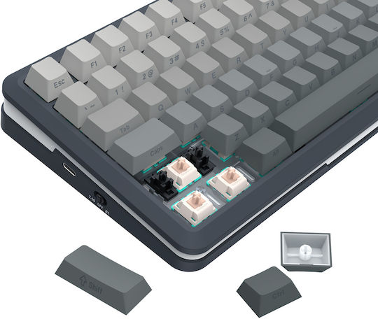 Redragon K708GG-RGB-PRO Flekact Wireless Gaming Keyboard 75% with RGB lighting (English US) Gray
