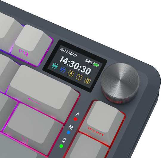 Redragon K708GG-RGB-PRO Flekact Wireless Gaming Keyboard 75% with RGB lighting (English US) Gray