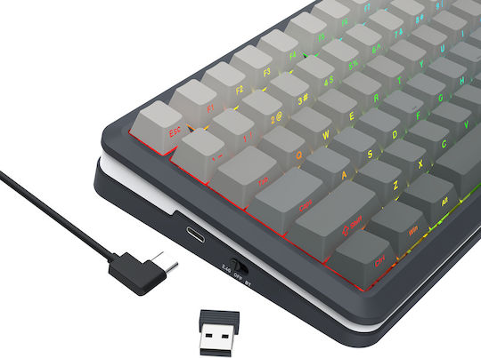 Redragon K708GG-RGB-PRO Flekact Wireless Gaming Keyboard 75% with RGB lighting (English US) Gray