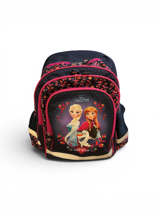 Disney Frozen Ученическа Раница За Детска Градина Синя С Джоб За Бутилка