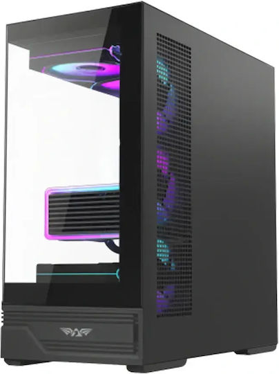 Armaggeddon Aquaron Xtreme X10 Gaming Midi Tower Computer Case with Side Window and ARGB Lighting Black