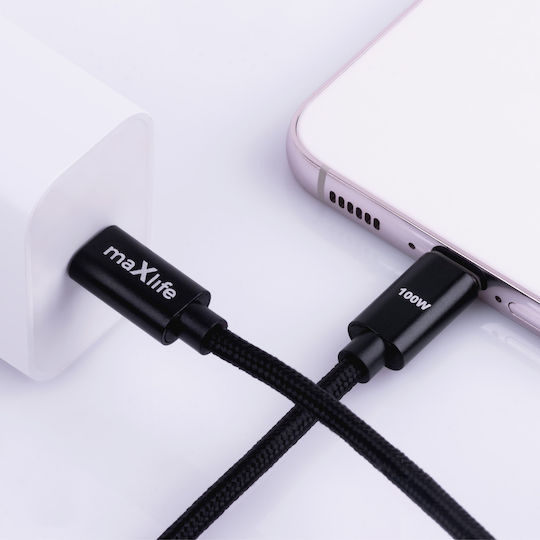 Maxlife USB 2.0 Kabel USB-C männlich - USB-C 100W PD Schwarzes 1m