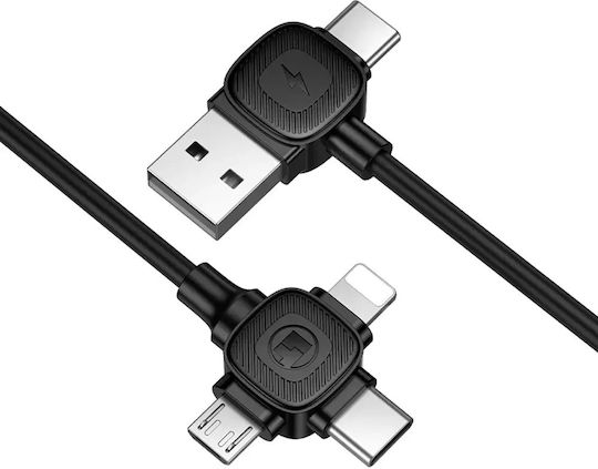 Lamtech 6-in-1 Charging Cable Type-c/usb To Type-c/lightning-micro-usb 3a 1.5m Black Lam981104