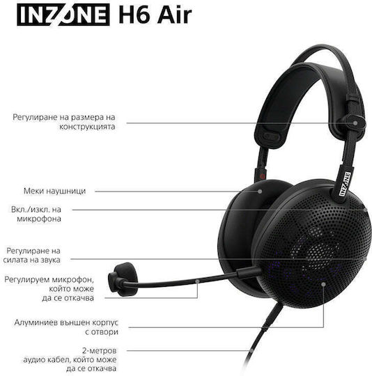 Sony Inzone H6 Air Over Ear Gaming Headset with 3.5mm Connection