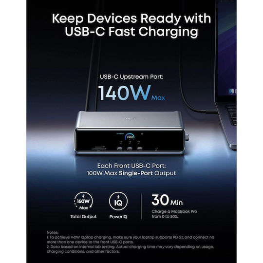 Anker Prime Docking Station with HDMI/DisplayPort Grey