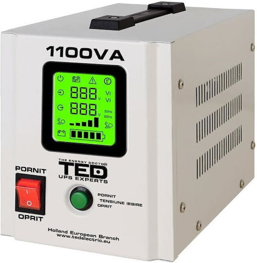 TED Electric UPS 1100VA 700W με 2 Schuko Πρίζες