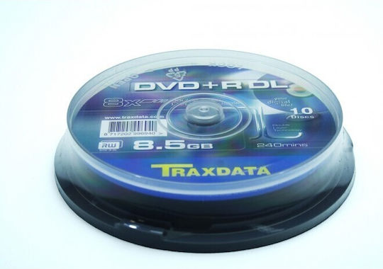 Traxdata Записваеми DVD+R 8x 8.5ГБ Кутия за торта 10бр