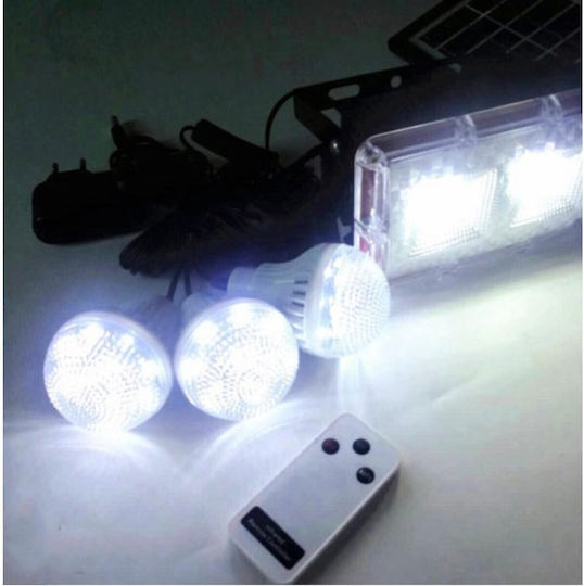 Autonomous Solar Lighting System with Light System Remote Controlled Solar Lighting & Charging System with 3.5W Panel, Battery, Light - 400LM Spotlight + 3 LED Lamps 150 Lumens