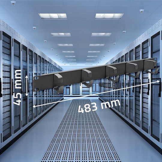 Organizer Qoltec Stahl-Kabelmanagement Rack-Schrank 19" 1U Schwarz 14133155 5901878545158
