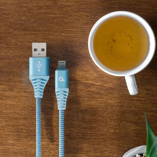 Gembird Braided USB-A to Lightning Cable Blue 1m (CC-USB2B-AMLM-1M-VW)