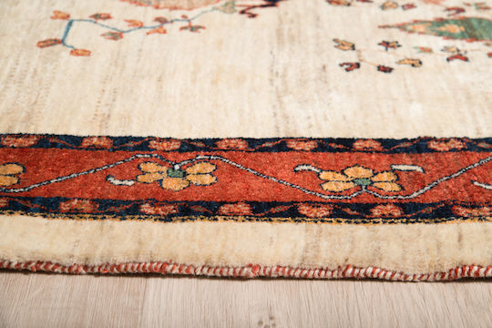 Класическо Ръчно Изработено Килим Gabbeh Fein 126x200 См Decostar Екрю Оранжево