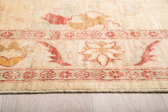 Klassischer handgefertigter Ziegler-Teppich 258 x 187 cm Beige