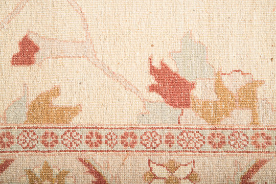 Klassischer handgefertigter Ziegler-Teppich 258 x 187 cm Beige