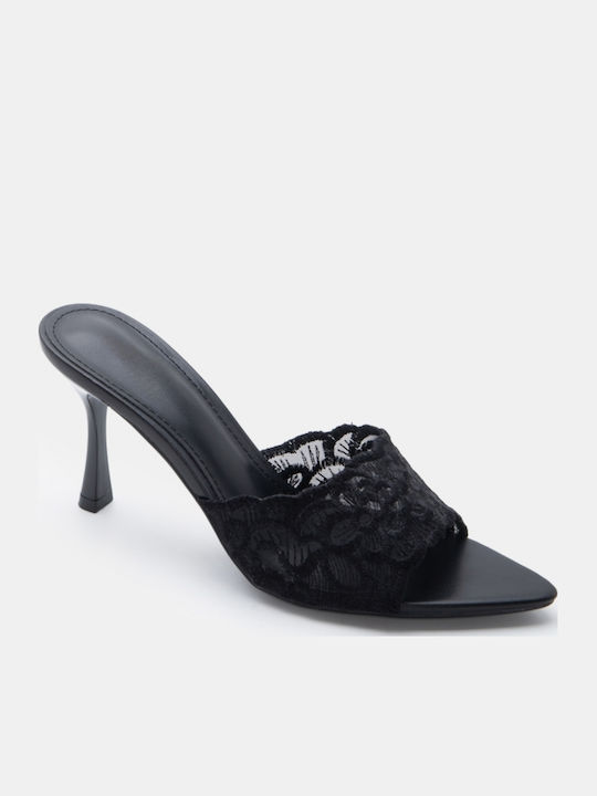 Mules With High Heel In Black Colour