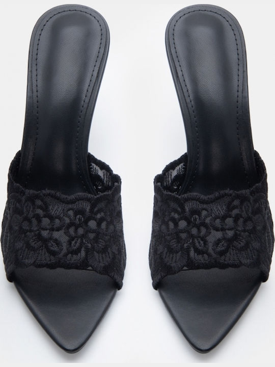 Mules With High Heel In Black Colour