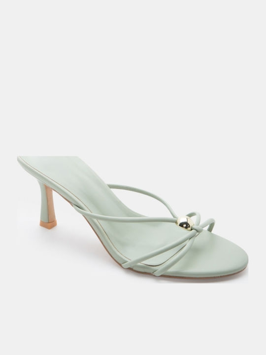 Mules With High Heel In Turquoise Colour