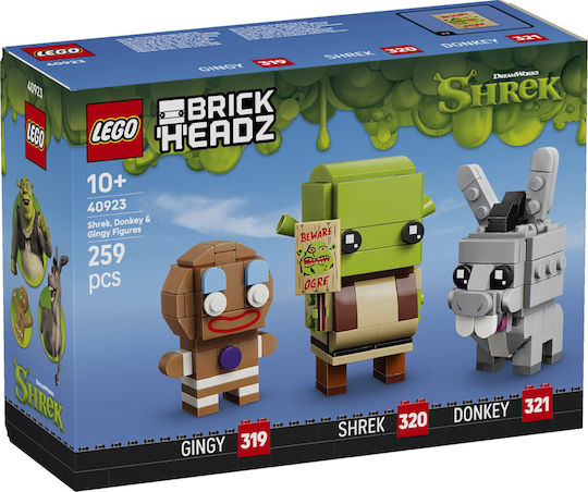 LEGO Brick Headz Shrek, Donkey și Gingy Figuri pentru 10+ Ani 259 buc