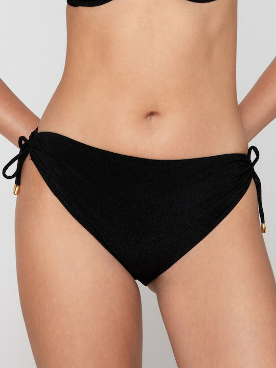 Slip Bikini Talie Înaltă Negru