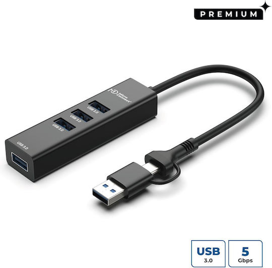 Microconnect Hub 4 Θυρών USB 3.0 με σύνδεση USB-C