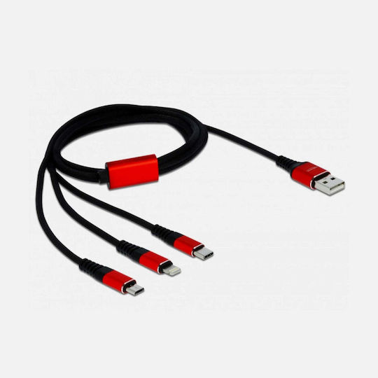 DeLock Regular USB to Lightning / Type-C / micro USB 1m 3A Cable (85892)
