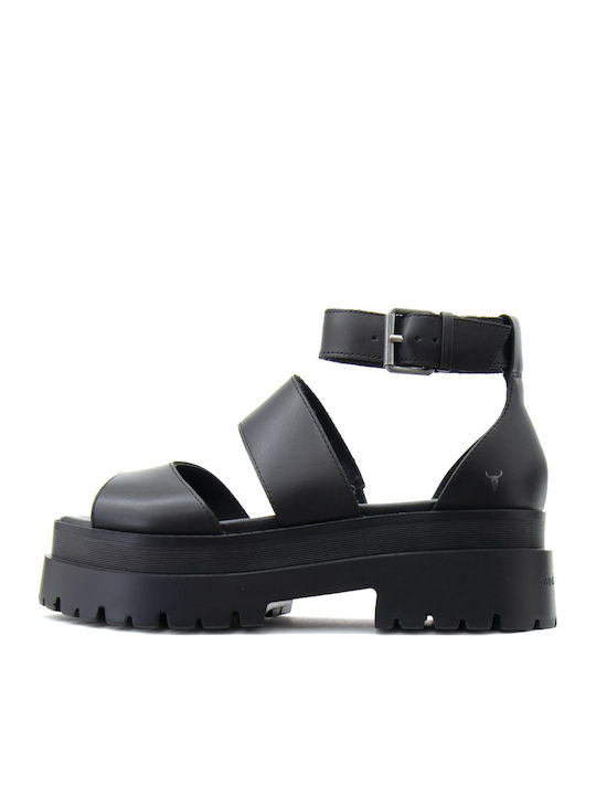 Thrilled Leather Sandals Black