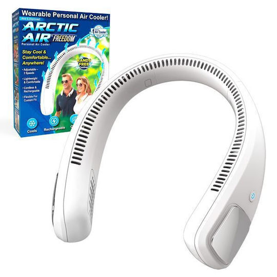 Arctic Air Freedom Ανεμιστηράκι Λαιμού USB Επαναφορτιζόμενο Χωρίς Πτερύγια Ρυθμιζόμενος φορητός ανεμιστήρας λαιμού χωρίς λεπίδες Λευκό