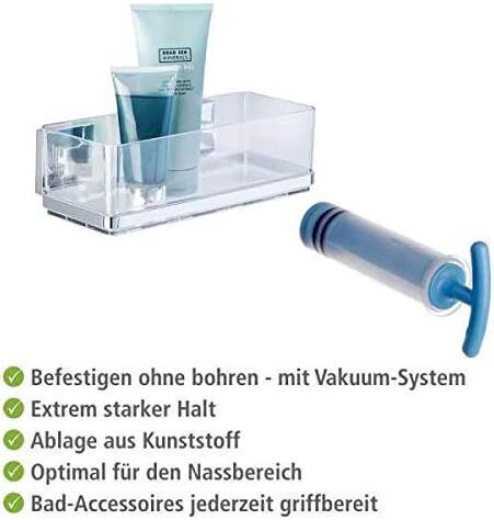Wenko Vakuum-Loc Quadro An der Wand montiertes Badezimmerregal Metallisch 25.5x8.5x14cm Transparente