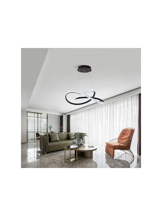 Jiju Lumini Suspendate Negru LED Cu Cristale