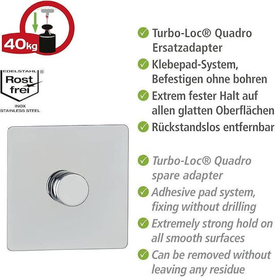 Wenko Turbo-Loc Double Bathroom Hook With Suction Cup 6.5x6.5cm Inox Silver